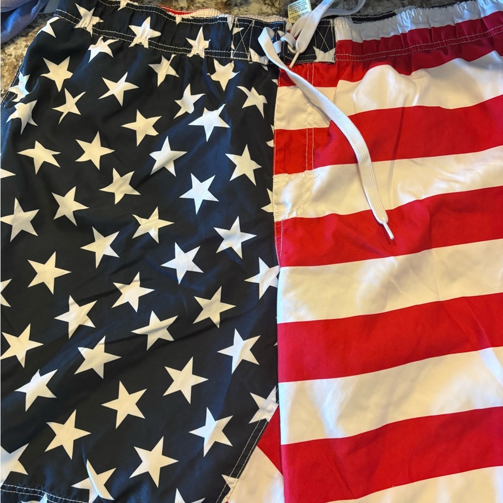 Faded Glory Red and Blue Swim Shorts
